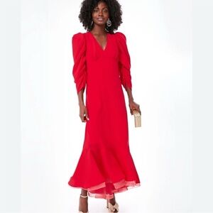 Tuckernuck Kensington Red Long Sleeve Maxi Dress